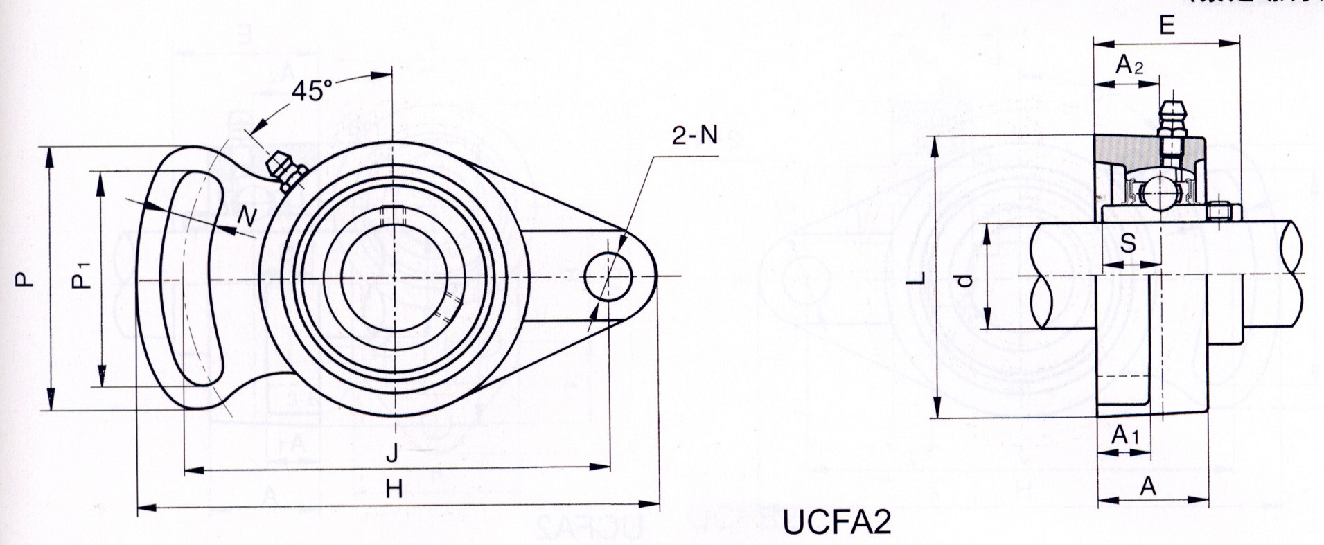 ucfa204--帶座外球面球軸承-ucfa2緊固螺釘型帶可調菱形座外球面球軸